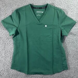 Fabletics Womens Scrub Top Green V-Neck Performance Medical Uniform Size S
